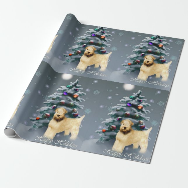 Soft Coated Wheaten Terrier Christmas Wrapping Paper (Unrolled)