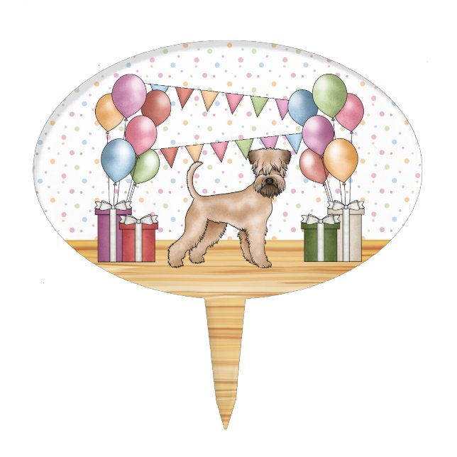 Soft-Coated Wheaten Terrier Colorful Birthday Cake Topper (Front)