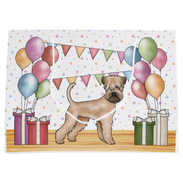 Soft-Coated Wheaten Terrier Colorful Birthday Large Gift Bag (Front)