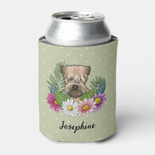 Soft-Coated Wheaten Terrier Colorful Flowers Green Can Cooler