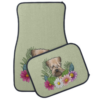 Soft-Coated Wheaten Terrier Colorful Flowers Green Car Floor Mat