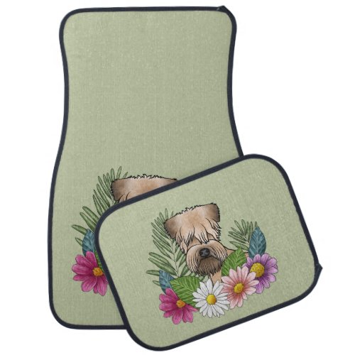 Soft_Coated Wheaten Terrier Colorful Flowers Green Car Floor Mat
