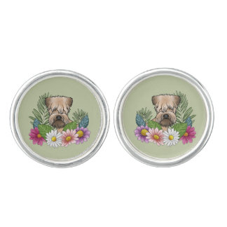 Soft-Coated Wheaten Terrier Colorful Flowers Green Cufflinks