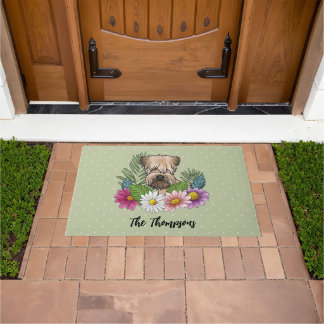 Soft-Coated Wheaten Terrier Colorful Flowers Green Doormat