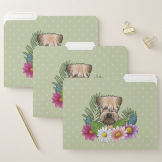 Soft-Coated Wheaten Terrier Colorful Flowers Green File Folder