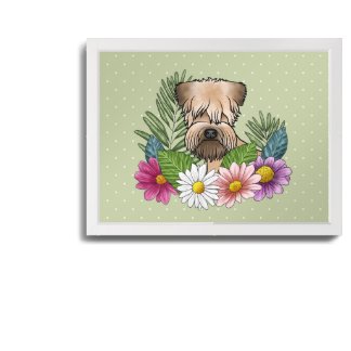 Soft-Coated Wheaten Terrier Colorful Flowers Green Framed Art