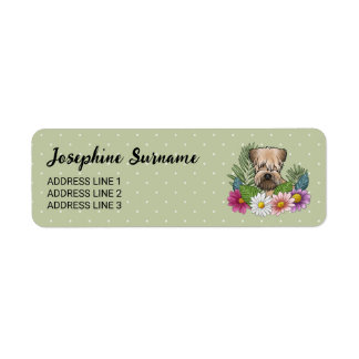 Soft-Coated Wheaten Terrier Colorful Flowers Green Label