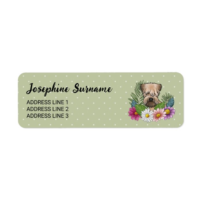Soft-Coated Wheaten Terrier Colorful Flowers Green Label (Front)