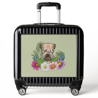 Soft-Coated Wheaten Terrier Colorful Flowers Green Luggage