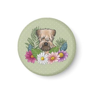 Soft-Coated Wheaten Terrier Colorful Flowers Green Magnet
