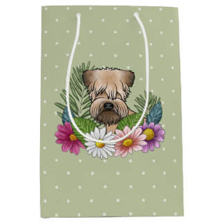 Soft-Coated Wheaten Terrier Colorful Flowers Green Medium Gift Bag