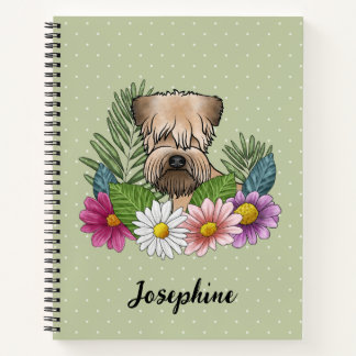 Soft-Coated Wheaten Terrier Colorful Flowers Green Notebook