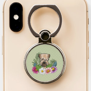 Soft-Coated Wheaten Terrier Colorful Flowers Green Phone Ring Stand