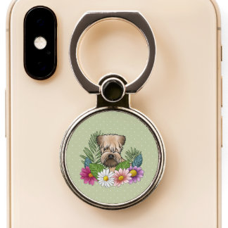 Soft-Coated Wheaten Terrier Colorful Flowers Green Phone Ring Stand