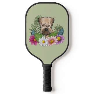 Soft-Coated Wheaten Terrier Colorful Flowers Green Pickleball Paddle