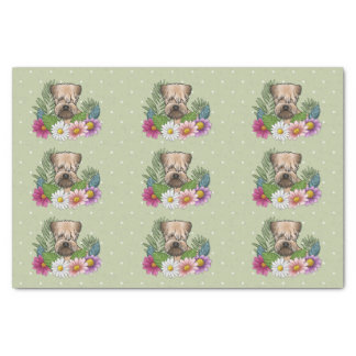 Soft-Coated Wheaten Terrier Colorful Flowers Green Tissue Paper