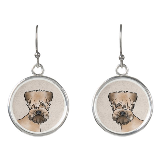 Soft-Coated Wheaten Terrier Cute Cartoon Dog Head Earrings (Front)