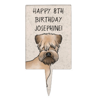 Soft-Coated Wheaten Terrier Cute Dog Head And Text Cake Topper