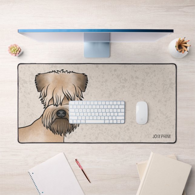 Soft-Coated Wheaten Terrier Cute Dog Head And Text Desk Mat (Office 1)