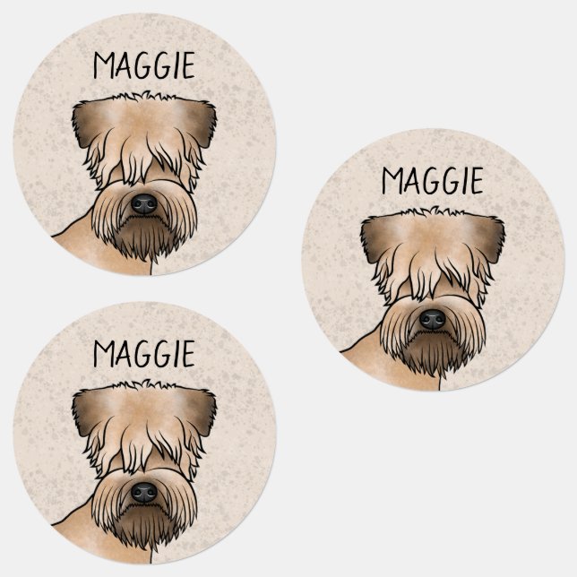 Soft-Coated Wheaten Terrier Cute Dog Head And Text Labels (Group)