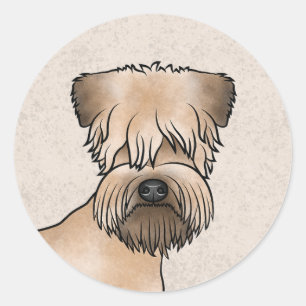 Soft-Coated Wheaten Terrier Cute Dog Head On Beige Classic Round Sticker