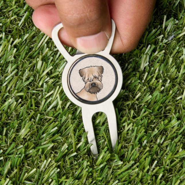 Soft-Coated Wheaten Terrier Cute Dog Head On Beige Divot Tool (Insitu 1)