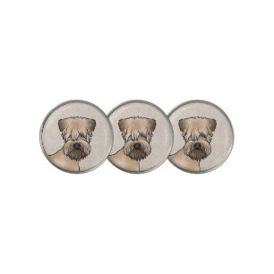 Soft-Coated Wheaten Terrier Cute Dog Head On Beige Golf Ball Marker