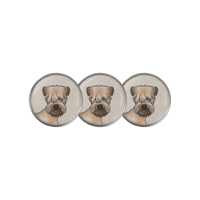Soft-Coated Wheaten Terrier Cute Dog Head On Beige Golf Ball Marker (3 Up)