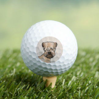 Soft-Coated Wheaten Terrier Cute Dog Head On Beige Golf Balls