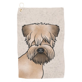 Soft-Coated Wheaten Terrier Cute Dog Head On Beige Golf Towel