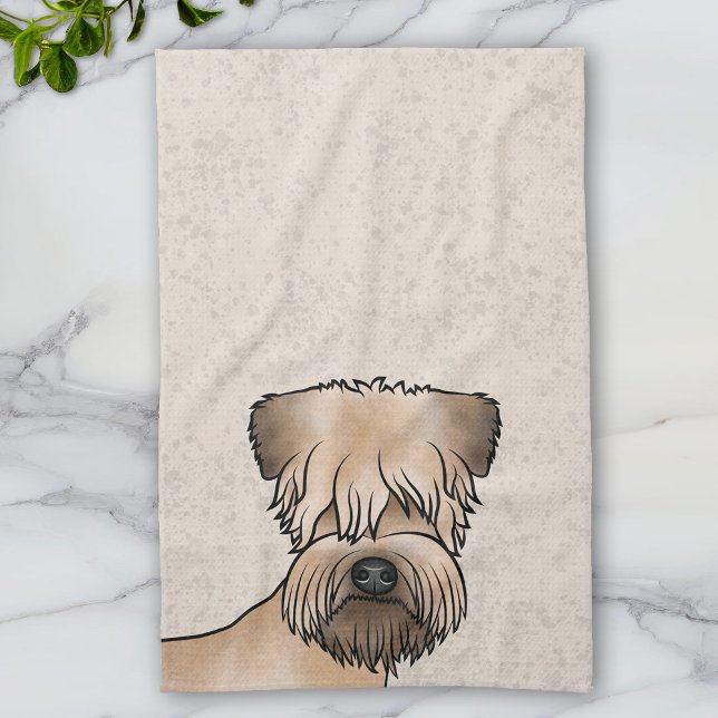 Soft-Coated Wheaten Terrier Cute Dog Head On Beige Kitchen Towel (Creator Uploaded)