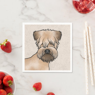 Soft-Coated Wheaten Terrier Cute Dog Head On Beige Napkins