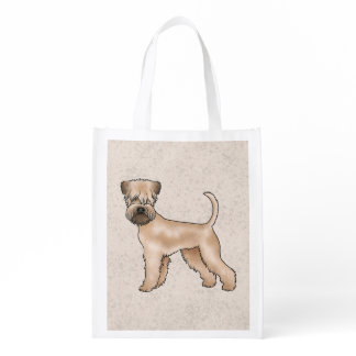 Soft-Coated Wheaten Terrier Cute Dog On Beige Grocery Bag