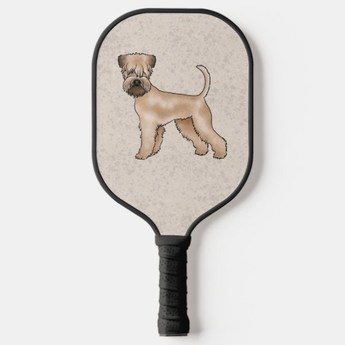 Soft_Coated Wheaten Terrier Cute Dog On Beige Pickleball Paddle