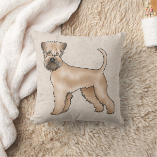 Soft-Coated Wheaten Terrier Cute Dog On Beige Throw Pillow