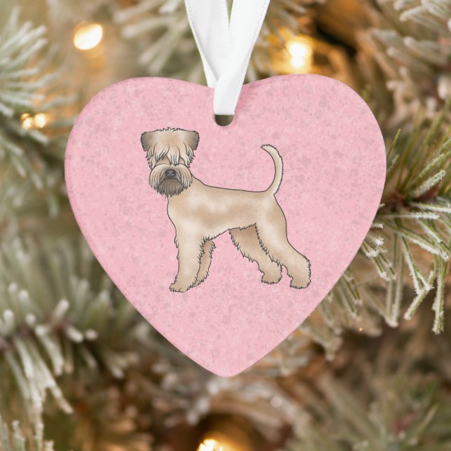 Soft-Coated Wheaten Terrier Cute Dog On Pink Ornament (Tree)