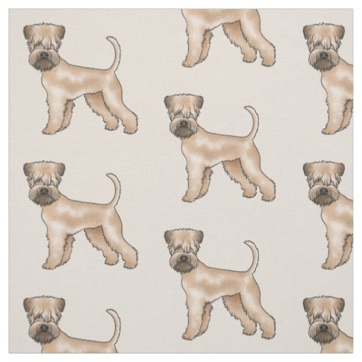 Soft-Coated Wheaten Terrier Cute Dog Pattern Beige Fabric