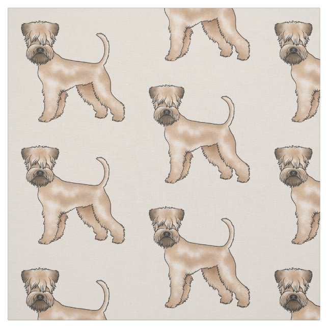 Soft-Coated Wheaten Terrier Cute Dog Pattern Beige Fabric (Swatch)