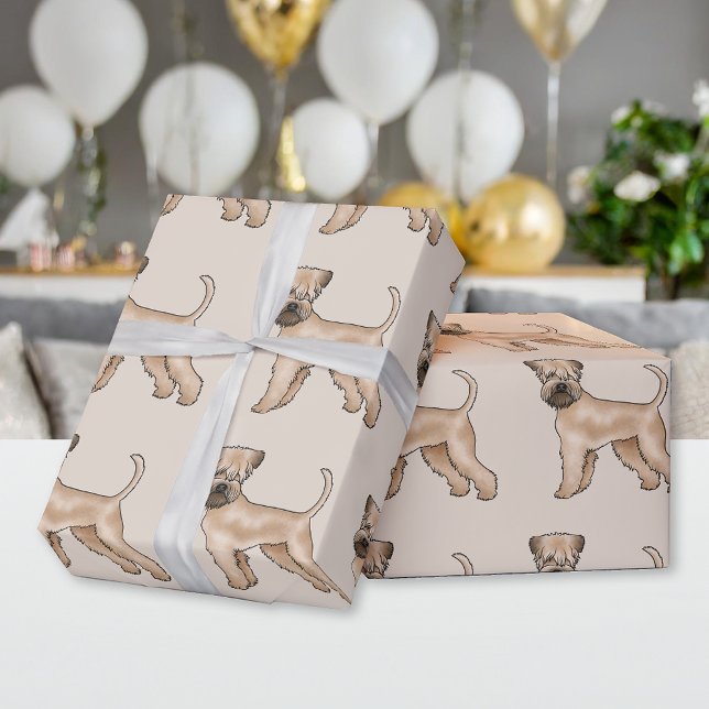 Soft-Coated Wheaten Terrier Cute Dog Pattern Beige Wrapping Paper (Creator Uploaded)
