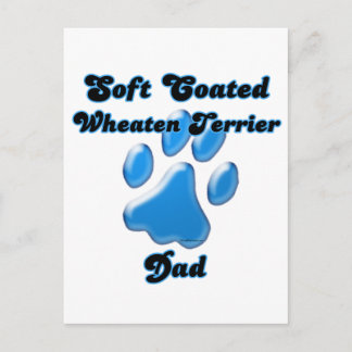 Soft Coated Wheaten Terrier Dad Blue Pawprint Postcard