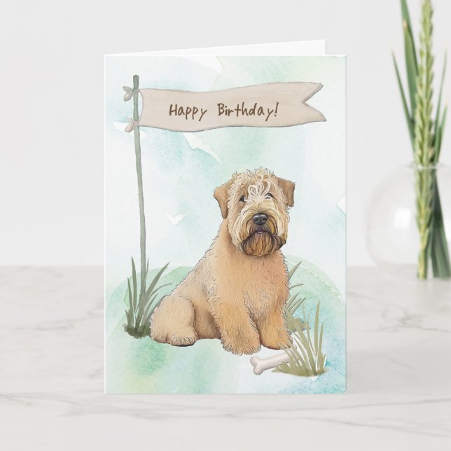 Soft Coated Wheaten Terrier Dog Birthday Sign Card (Front)
