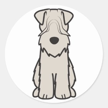 Soft Coated Wheaten Terrier Dog Cartoon Classic Round Sticker by DogBreedCartoon at Zazzle