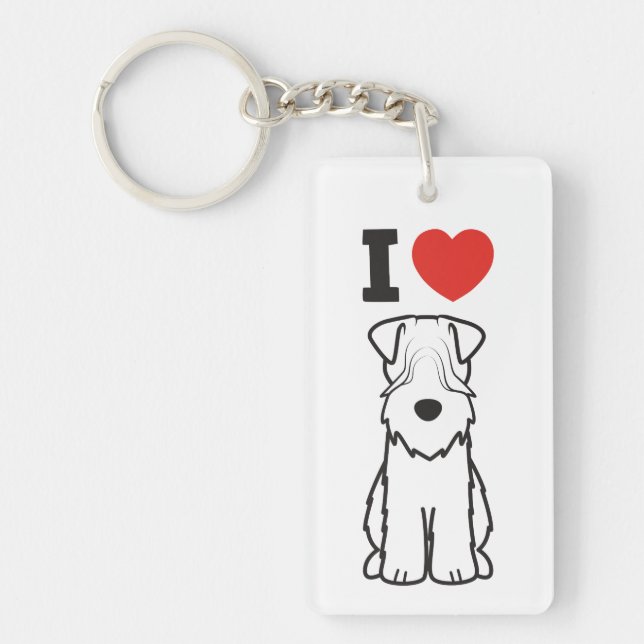 Soft Coated Wheaten Terrier Dog Cartoon Keychain (Front)