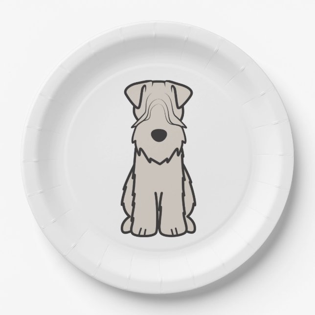 Soft Coated Wheaten Terrier Dog Cartoon Paper Plates (Front)