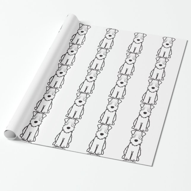 Soft Coated Wheaten Terrier Dog Cartoon Wrapping Paper (Unrolled)