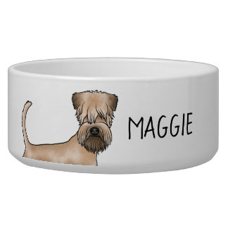 Soft-Coated Wheaten Terrier Dog Close-Up And Name Bowl