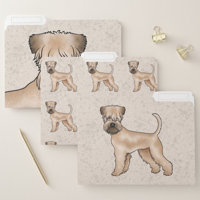 Soft-Coated Wheaten Terrier Dog Cute Dog On Beige File Folder (Set)