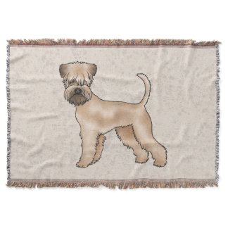 Soft-Coated Wheaten Terrier Dog Cute Illustration Throw Blanket