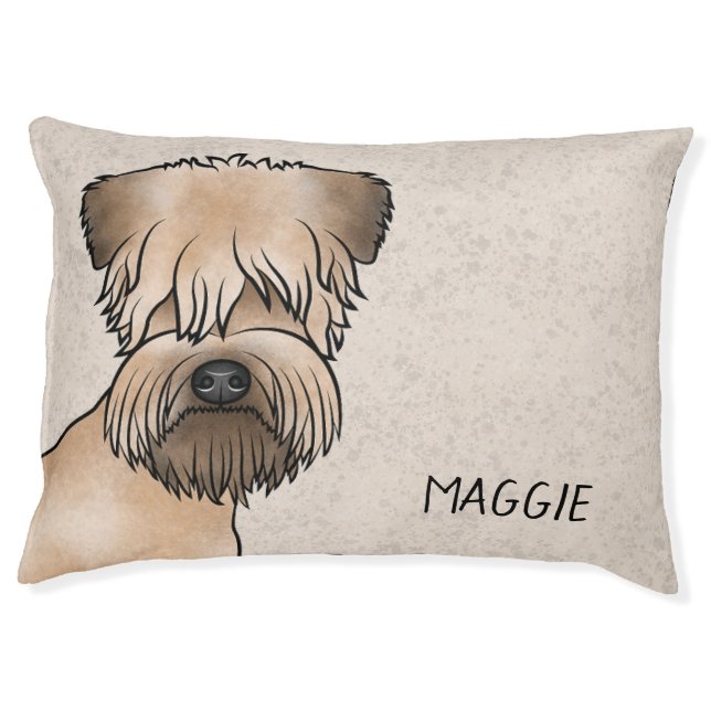 Soft-Coated Wheaten Terrier Dog Head And Pet Name Bed (Front)