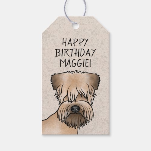 Soft_Coated Wheaten Terrier Dog Head On Beige Gift Tags